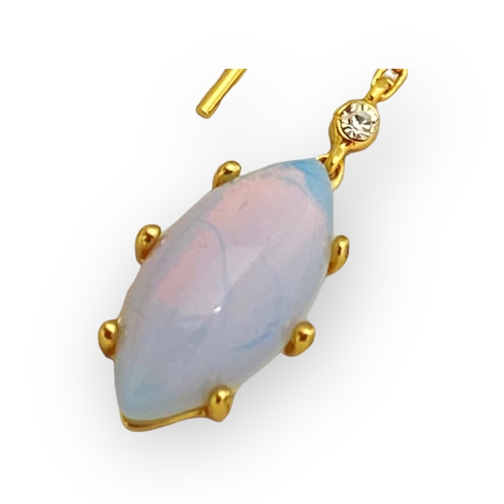 new Jules Smith ❉ 14K Gold Plated Opal + Cubic Zirconia CZ Threader Earrings ❉ - Picture 12 of 16